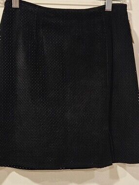 VAKKO Sport Black Genuine Leather Skirt Size 4 Lined Classic Neiman Marcus $125